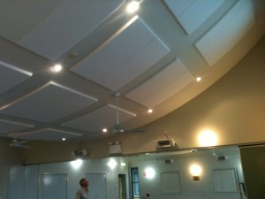 Plano bevel panels White Conforming to curve Community hall 